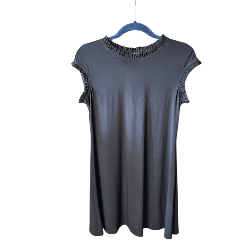 Nicole Miller Medium fluted ruffled neck & arm sleeveless tank dress.